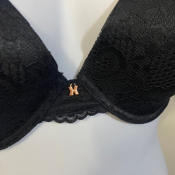 Savage x Fenty Black Lace Overlay Lightly Padded Bra Full Coverage Sz 36DDD - Picture 2 of 10